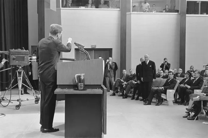 Framed Print : John Kennedy Introducing Chilean President