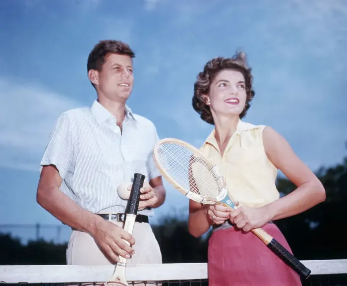 Framed Print : John Kennedy and Jacqueline Bouvier Playing Tennis Framed Print : John Kennedy and Jacqueline Bouvier Playing Tennis