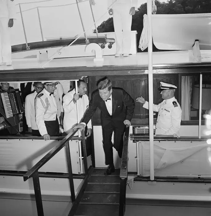 Framed Print : John Kennedy Leaving Yacht Framed Print : John Kennedy Leaving Yacht
