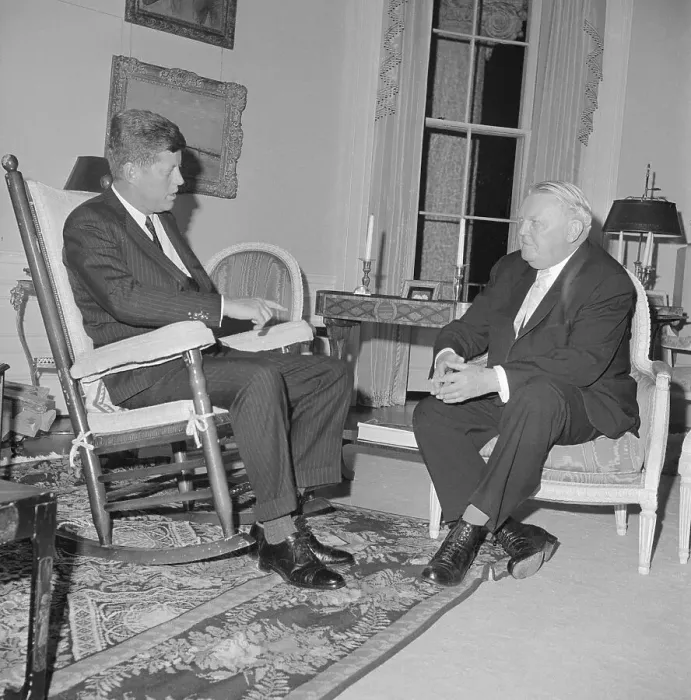 Framed Print : John Kennedy and Ludwig Erhard Framed Print : John Kennedy and Ludwig Erhard
