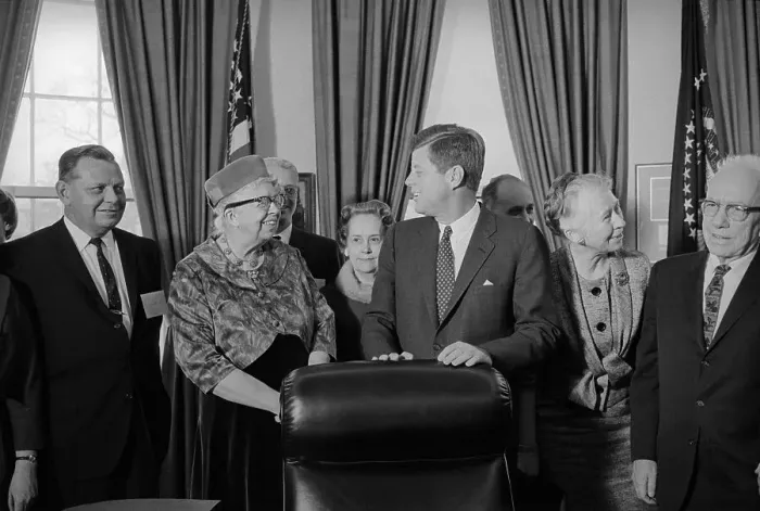 Framed Print : John Kennedy Standing with Others Framed Print : John Kennedy Standing with Others