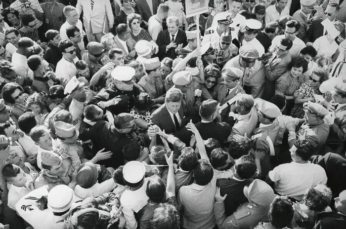 Framed Print : John Kennedy Surrounded by Italians Framed Print : John Kennedy Surrounded by Italians