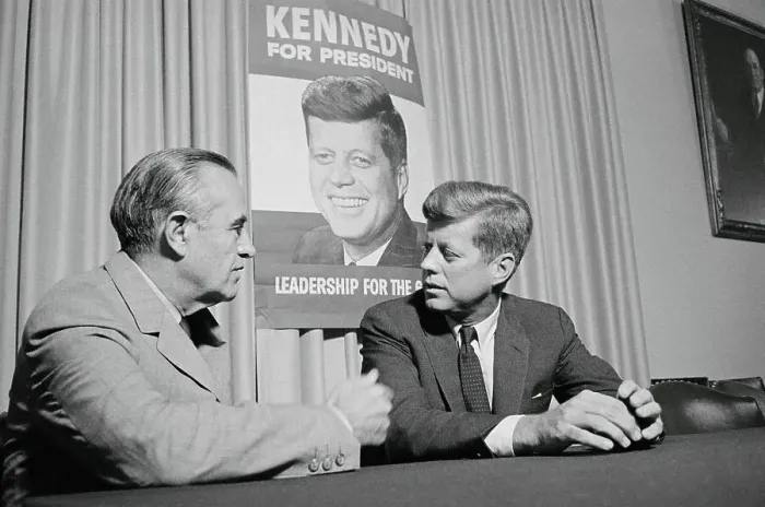 Framed Print : John Kennedy Talking with Averell Harriman Framed Print : John Kennedy Talking with Averell Harriman