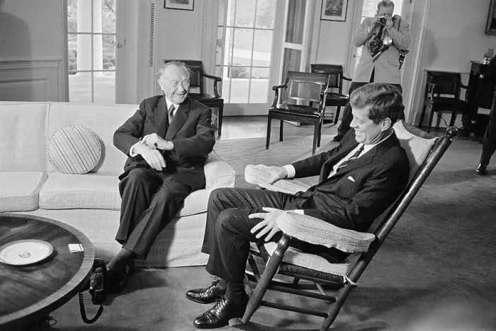 Framed Print : John Kennedy Talking with Chancellor Framed Print : John Kennedy Talking with Chancellor
