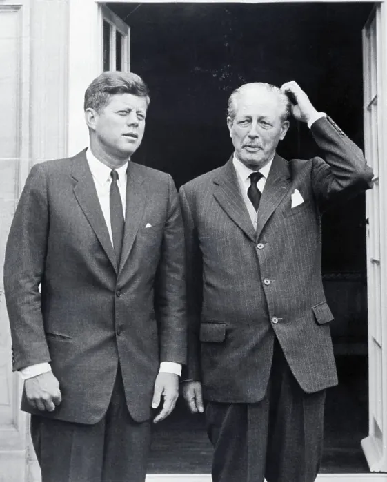 Framed Print : John Kennedy Walking with Harold Macmillan Framed Print : John Kennedy Walking with Harold Macmillan