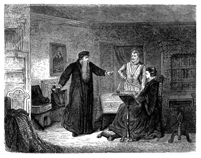 Framed Print : John Knox admonished Mary, Queen of Scots, for supporting Catholic practices, 1561-1564 Framed Print : John Knox admonished Mary, Queen of Scots, for supporting Catholic practices, 1561-1564