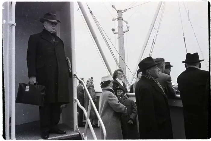 Framed Print : John L. Lewis Standing Aboard Ship