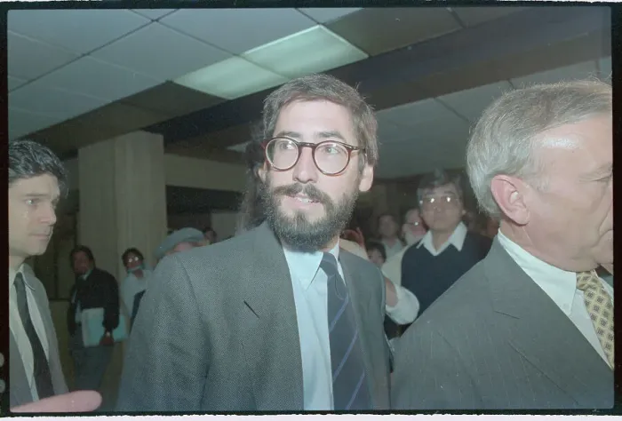 Framed Print : John Landis Arriving in Court