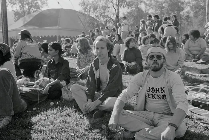 Framed Print : John Lennon Fans Attending Memorial Framed Print : John Lennon Fans Attending Memorial