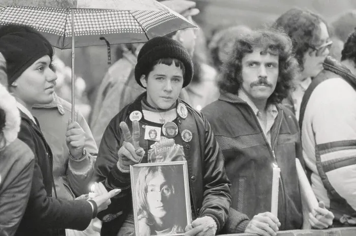 Framed Print : John Lennon Fans Holding Vigil Framed Print : John Lennon Fans Holding Vigil