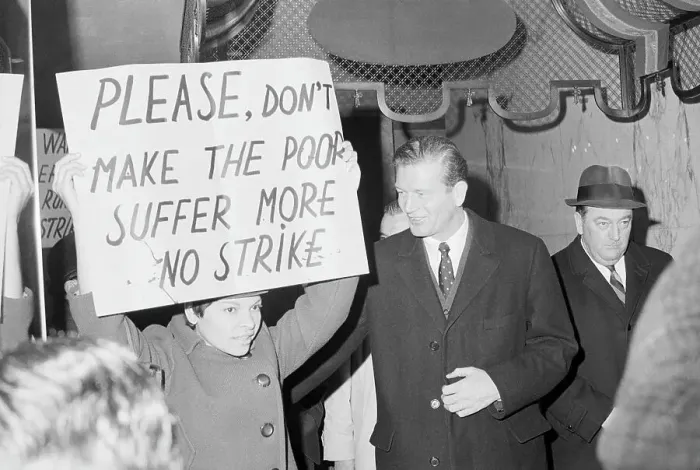 Framed Print : John Lindsay Entering Strike Picket Zone Framed Print : John Lindsay Entering Strike Picket Zone