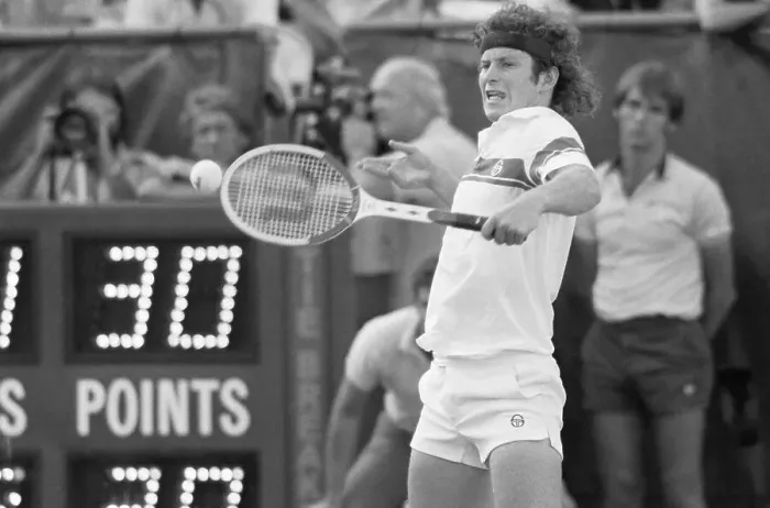 Framed Print : John McEnroe Backhanding Tennis Ball Framed Print : John McEnroe Backhanding Tennis Ball