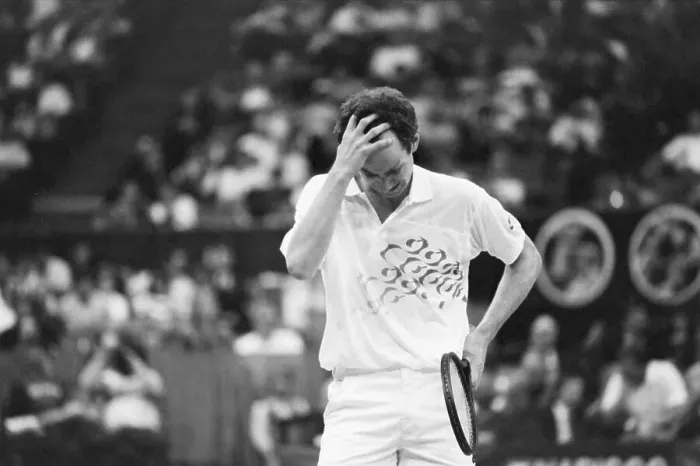 Framed Print : John McEnroe with Head in Hand Framed Print : John McEnroe with Head in Hand