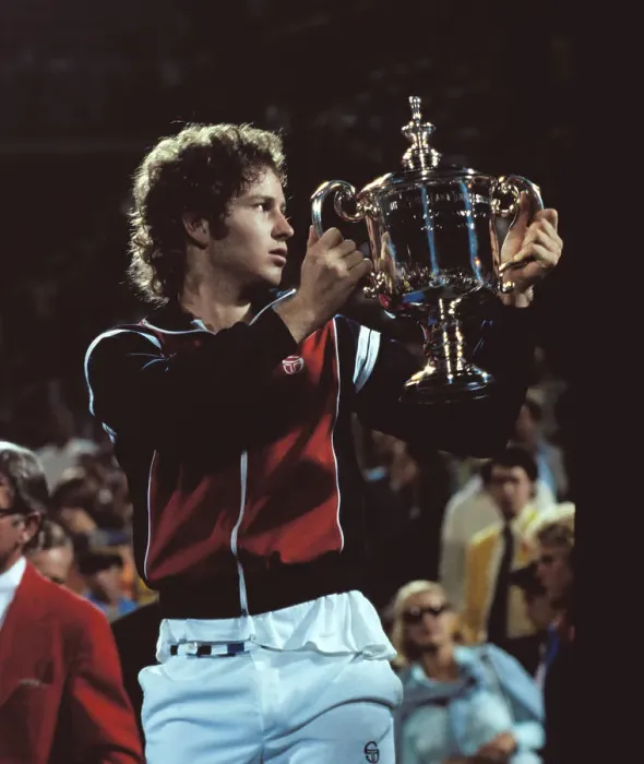 Framed Print : John McEnroe Holding Trophy Framed Print : John McEnroe Holding Trophy