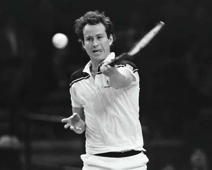 Framed Print : John McEnroe Playing at the Volvo Masters Framed Print : John McEnroe Playing at the Volvo Masters