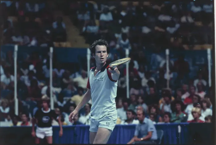 Framed Print : John McEnroe Pointing His Racket Framed Print : John McEnroe Pointing His Racket