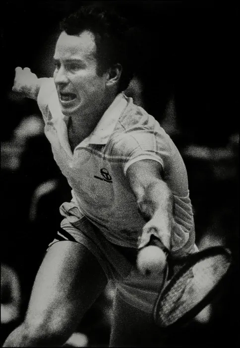 Framed Print : John McEnroe Returns During A Match Framed Print : John McEnroe Returns During A Match