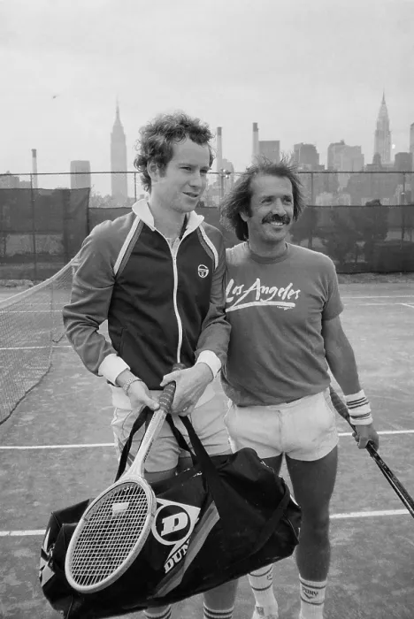 Framed Print : John McEnroe & Sonny Bono At Tennisport