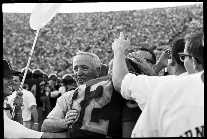 Framed Print : John McKay Reacting After Trojans Score Touchdown Framed Print : John McKay Reacting After Trojans Score Touchdown