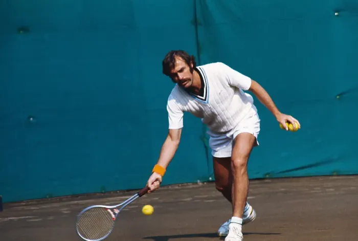 Framed Print : John Newcombe in Action on the Court Framed Print : John Newcombe in Action on the Court