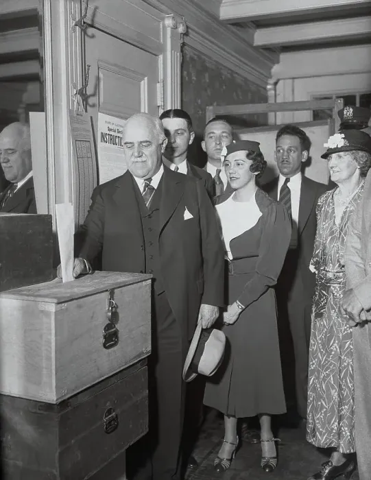 Framed Print : John P. O'Brien Casting His Vote Framed Print : John P. O'Brien Casting His Vote
