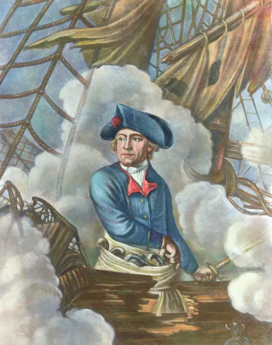 Framed Print : John Paul Jones with Sword in Hand on Ship Deck Framed Print : John Paul Jones with Sword in Hand on Ship Deck