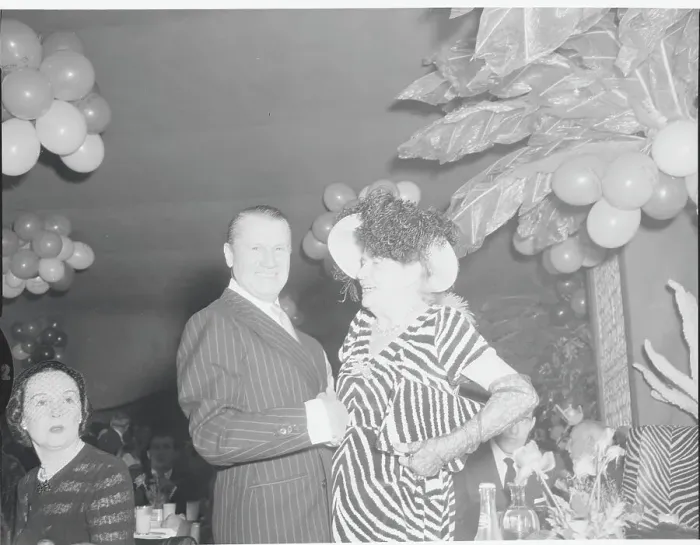 Framed Print : John Perona Chatting with El Morocco Guest Framed Print : John Perona Chatting with El Morocco Guest