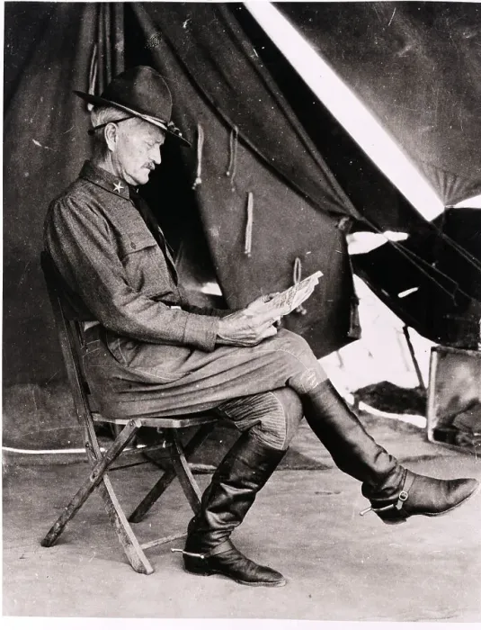 Framed Print : John Pershing Reading Newspaper Framed Print : John Pershing Reading Newspaper