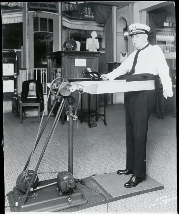 Framed Print : John Philip Sousa Attempting to Lose Pounds on Machine Framed Print : John Philip Sousa Attempting to Lose Pounds on Machine