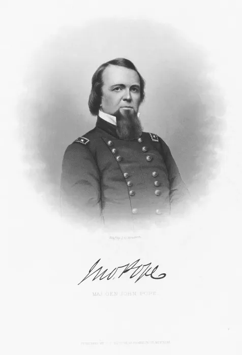 Framed Print : John Pope. Engraved portrait of American Civil War general Framed Print : John Pope. Engraved portrait of American Civil War general