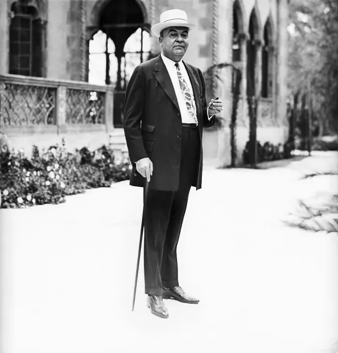 Framed Print : John Ringling with Cigar Outside Estate Framed Print : John Ringling with Cigar Outside Estate