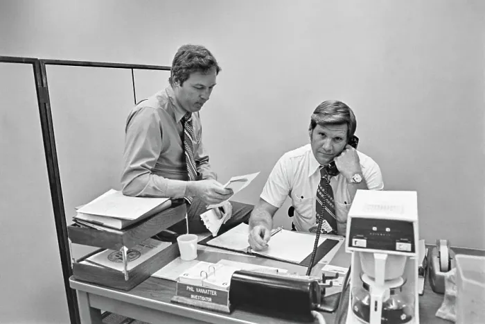 Framed Print : John Rosenbrock & Philip Vannatter, LAPD Detectives Framed Print : John Rosenbrock & Philip Vannatter, LAPD Detectives