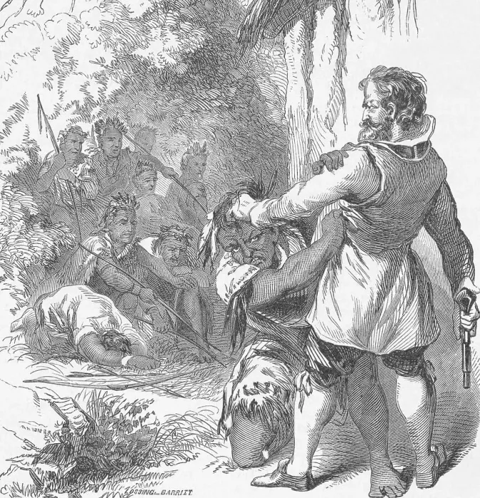 Framed Print : John Smith Fighting with Powhatan