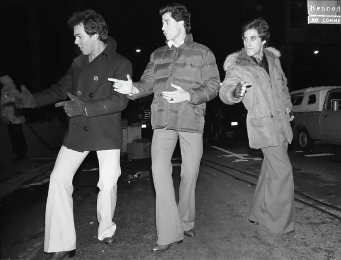 Framed Print : John Travolta on Location Filming Saturday Night Fever
