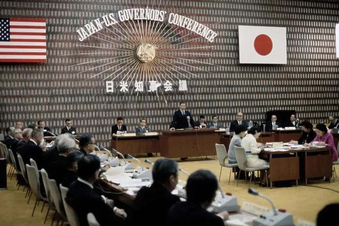 Framed Print : John A Volpe At Japan-US Governors Conference Framed Print : John A Volpe At Japan-US Governors Conference