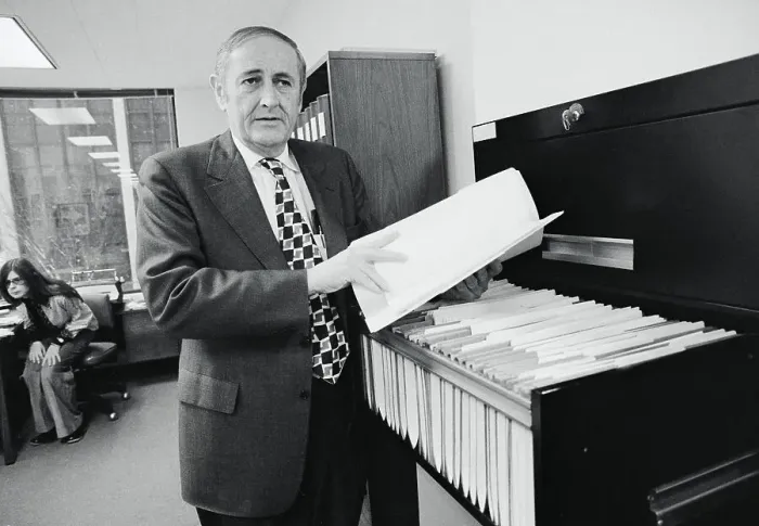 Framed Print : John W. Gardner Checking Files at Common Cause Framed Print : John W. Gardner Checking Files at Common Cause