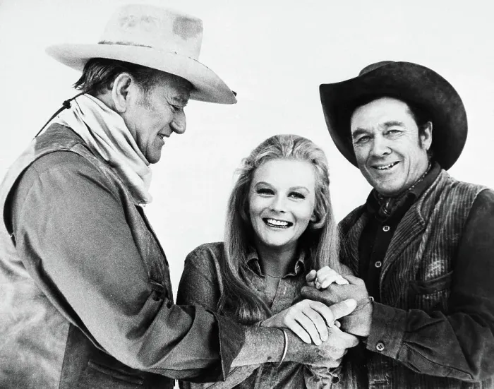 Framed Print : John Wayne, Ann-Margret and Ben Johnson