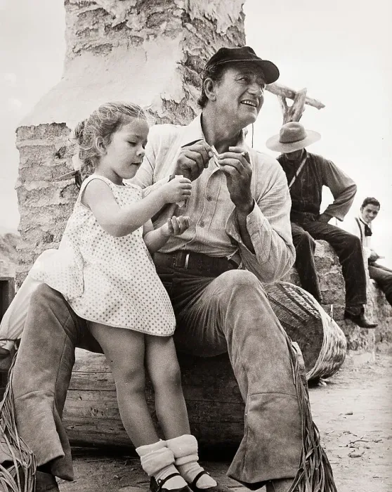 Framed Print : John Wayne & Daughter On'The Alamo Set 1959 Framed Print : John Wayne & Daughter On'The Alamo Set 1959