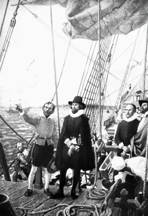 Framed Print : John Winthrop Aboard the Arabella Framed Print : John Winthrop Aboard the Arabella