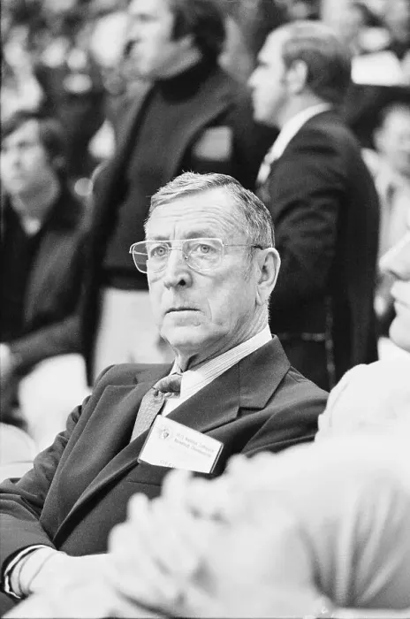 Framed Print : John Wooden Watching Basketball Game Framed Print : John Wooden Watching Basketball Game