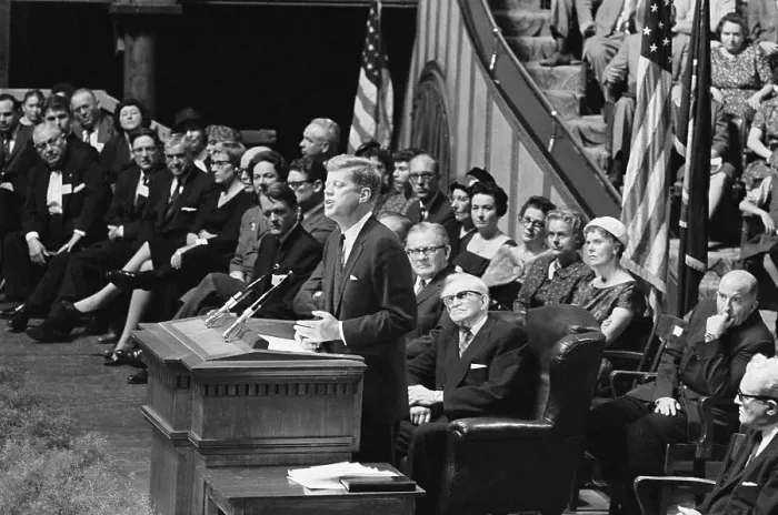 Framed Print : JohnF. Kennedy Speaking at Famous Mormon Tabernacle
