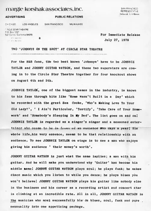 Framed Print : Johnnie Taylor And Johnny Guitar Watson Press Release Framed Print : Johnnie Taylor And Johnny Guitar Watson Press Release