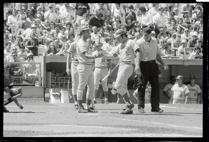 Framed Print : Johnny Bench Scoring Run Framed Print : Johnny Bench Scoring Run