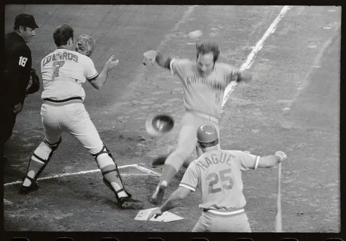 Framed Print : Johnny Bench Scoring Run Framed Print : Johnny Bench Scoring Run