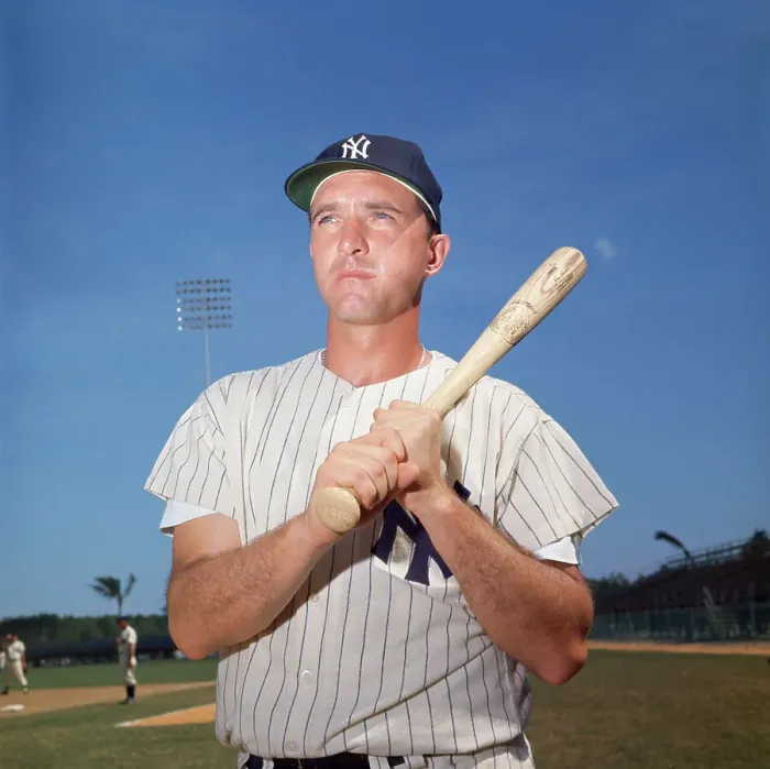 Framed Print : Johnny Blanchard Holding a Baseball Bat