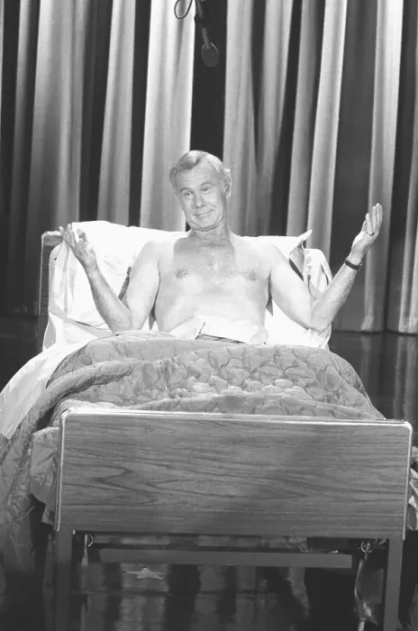 Framed Print : Johnny Carson Looking Comfortable In Bed Framed Print : Johnny Carson Looking Comfortable In Bed