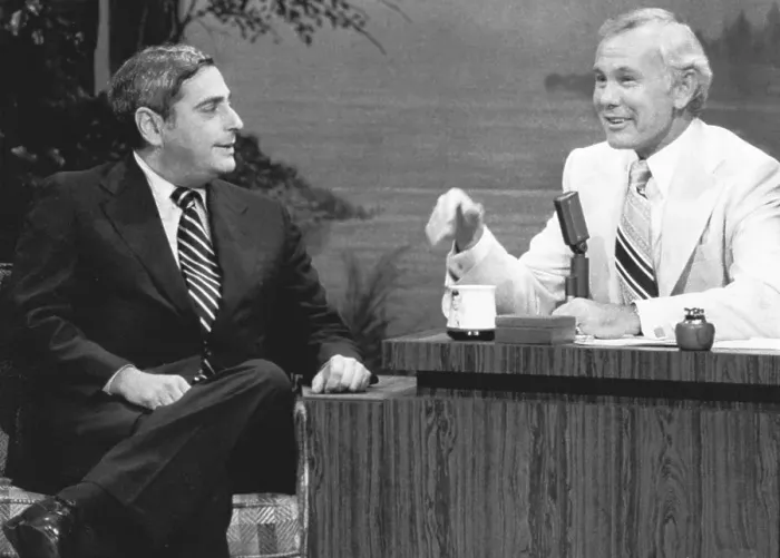 Framed Print : Johnny Carson and President of NBC Fred Silverman