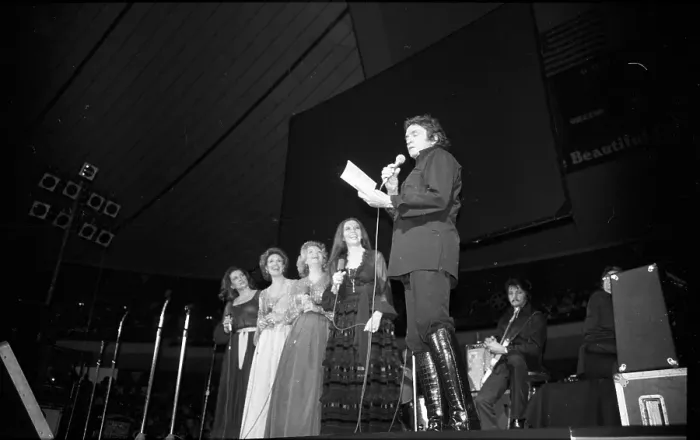 Framed Print : Johnny Cash & The Carter Sisters Performing Framed Print : Johnny Cash & The Carter Sisters Performing