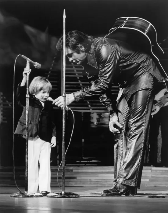 Framed Print : Johnny Cash Holding Microphone For Singing Son Framed Print : Johnny Cash Holding Microphone For Singing Son