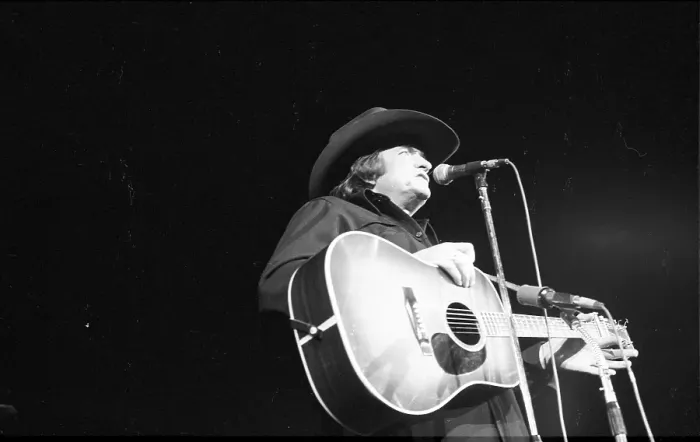 Framed Print : Johnny Cash Performing In Anaheim Framed Print : Johnny Cash Performing In Anaheim